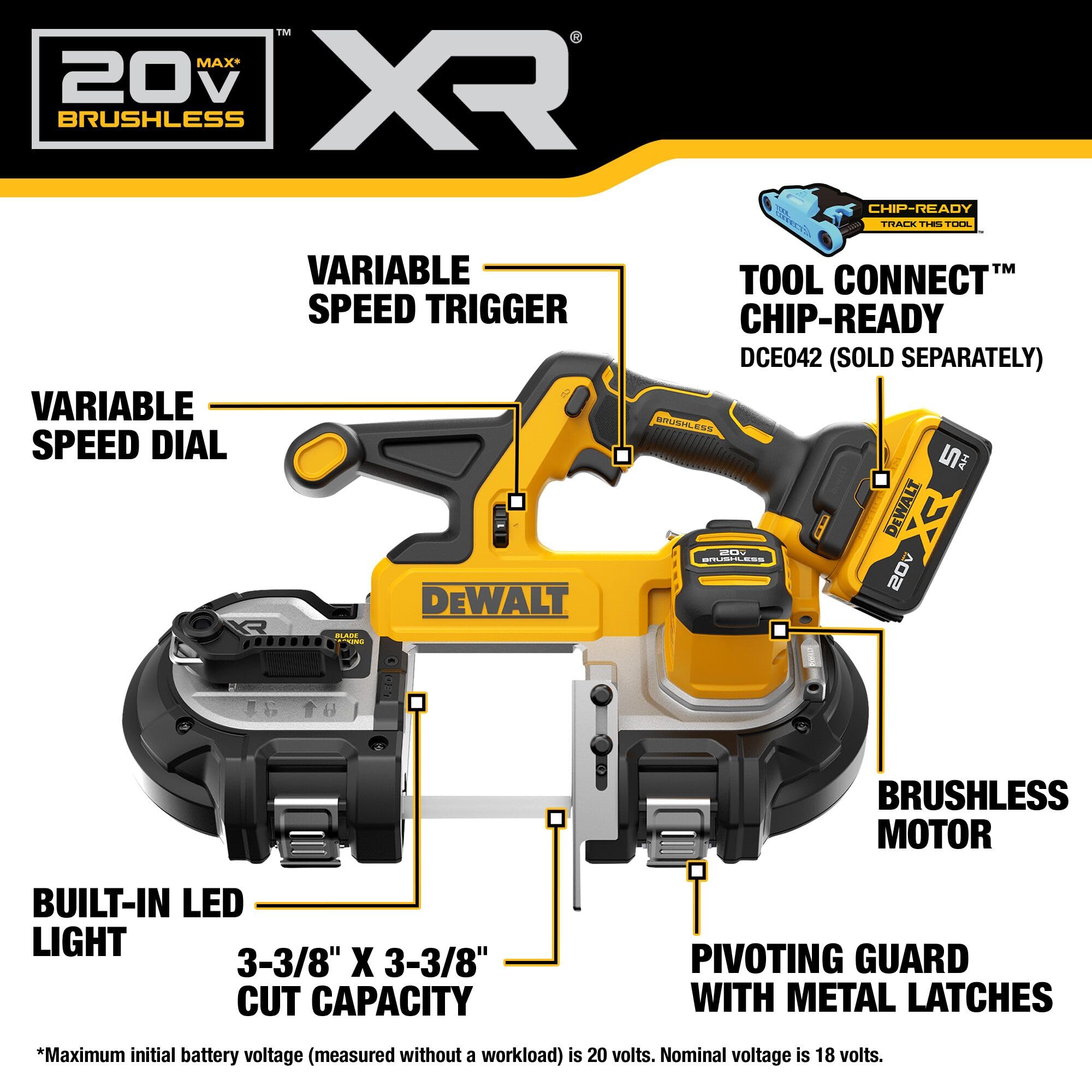 Foto 4 pulgar | Sierra De Cinta Dewalt 20v Max Xr Dcs378p1 Portátil Inalámbrica De 8,57 Cm - Venta Internacional.
