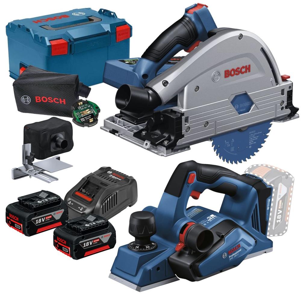 Sierra Circular Bosch Gkt 18v-52 Gc + Cepillo + 2 Bat 4.0 Ah