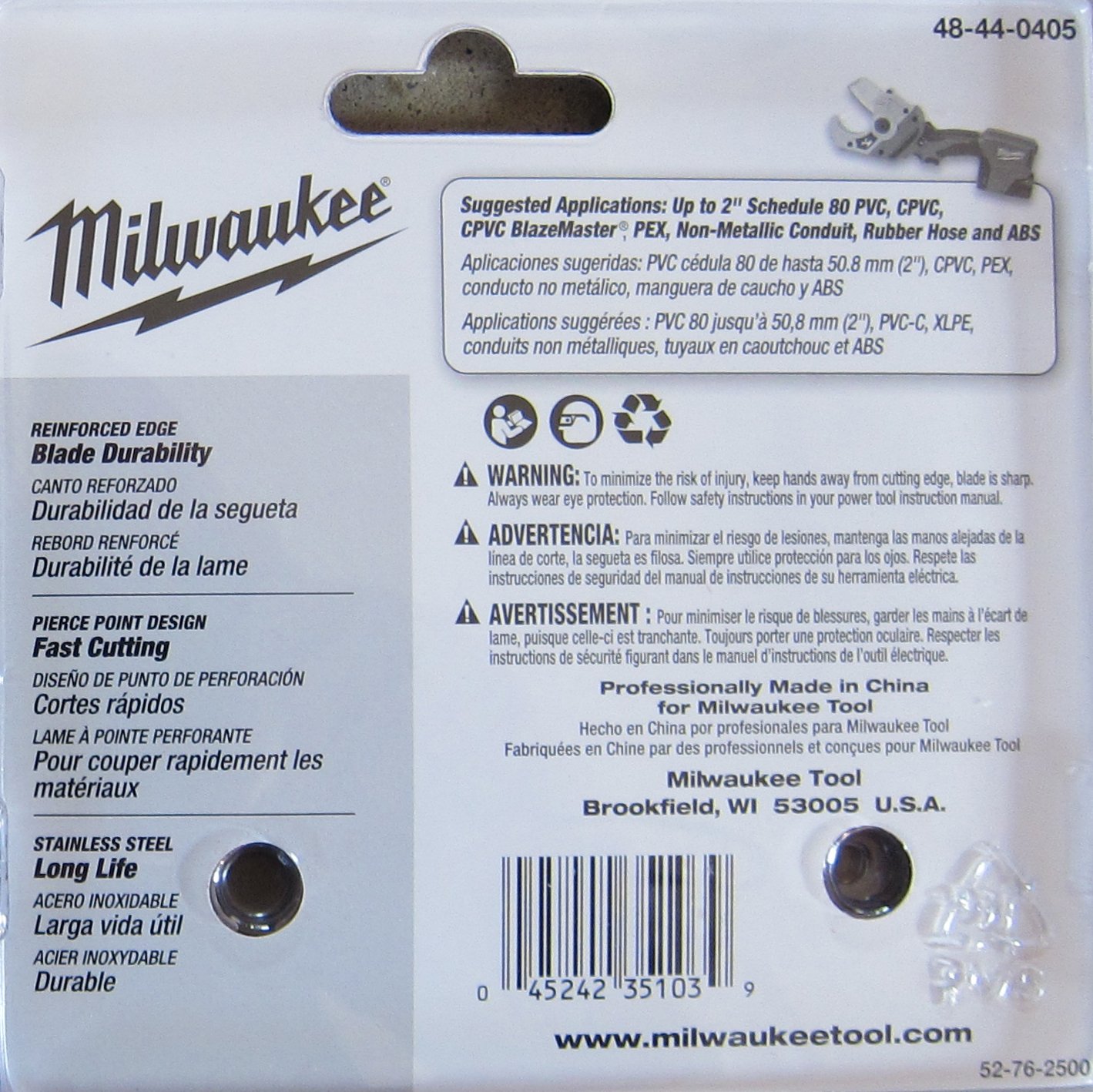 Foto 3 pulgar | Cuchilla Para Tubos De Plástico Milwaukee M12 48-44-0405 - Venta Internacional.