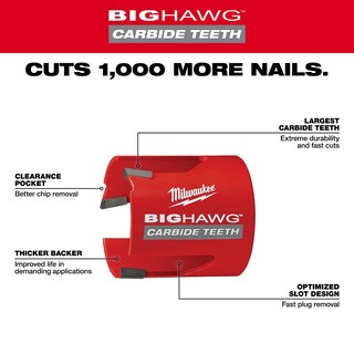 Foto 3 | Cortador de Agujeros Milwaukee Big Hawg 2-1/8'' Rojo - Venta Internacional