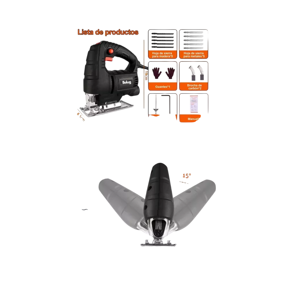 Foto 5 pulgar | Sierra Caladora Profesional 780w Belug 16 Accesorios Con Estuche Negro