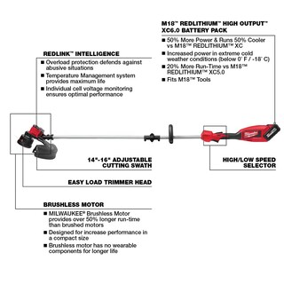 Foto 4 | Kit Recortadora De Cuerdas Milwaukee M18 Sin Escobillas 2828-21 Con Batería - Venta Internacional.