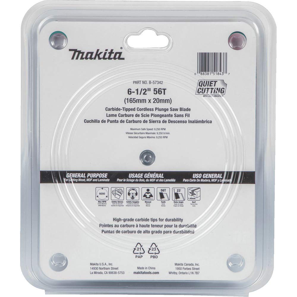 Foto 3 | Hoja De Sierra De Inmersión Makita B-57342 56t Con Punta De Carburo 165 Mm - Venta Internacional.