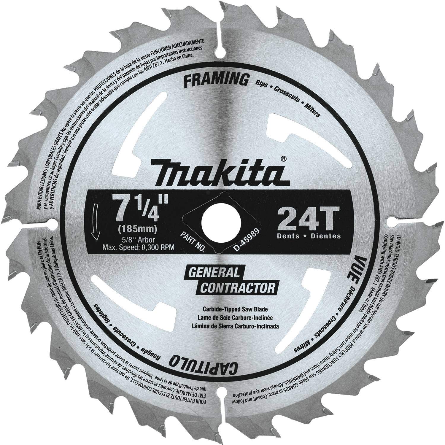 Foto 1 | Hoja De Sierra Circular Makita D-45989 7-1/4 24t Con Punta De Carburo - Venta Internacional.