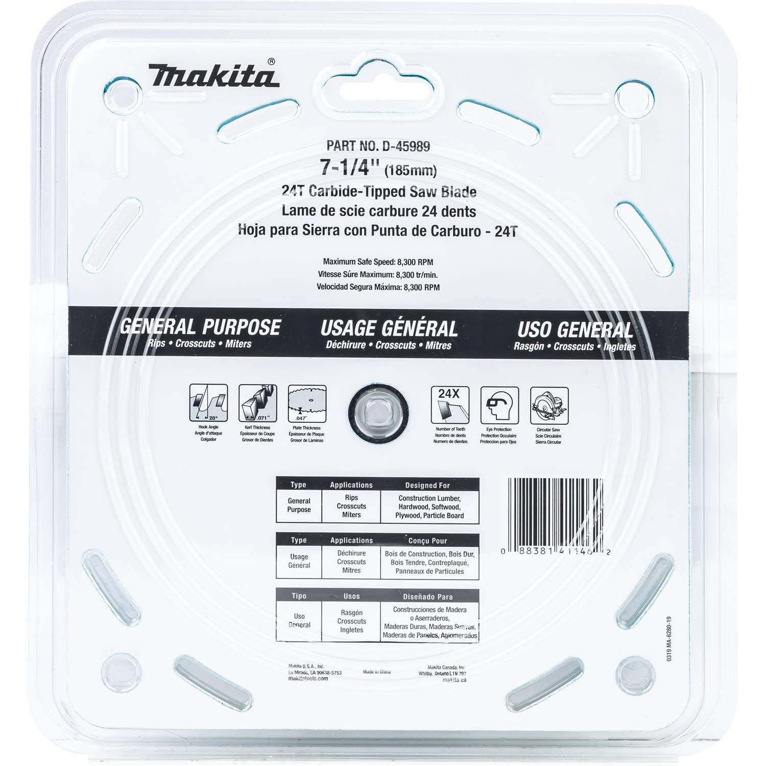 Foto 4 pulgar | Hoja De Sierra Circular Makita D-45989 7-1/4 24t Con Punta De Carburo - Venta Internacional.