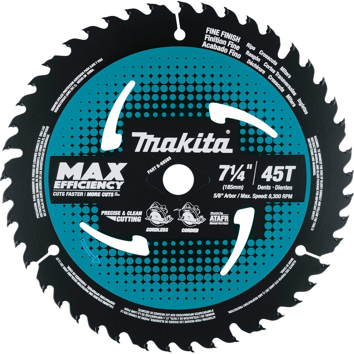 Foto 1 | Hoja De Sierra Makita B-68585 7-1/4 45t Con Punta De Carburo De Máxima Eficiencia - Venta Internacional.