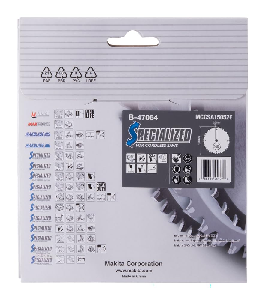 Foto 4 | Hoja De Sierra Makita A-96126 De Aluminio 52t Con Punta De Carburo, 15 Cm - Venta Internacional.