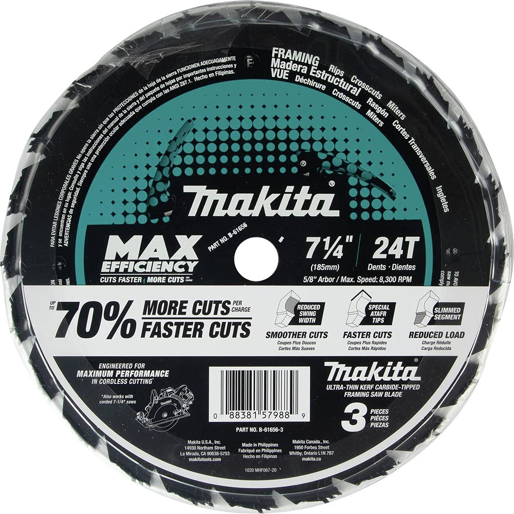 Foto 5 | Hoja De Sierra Circular Makita B-61656-3 7-1/4 24t Framing, Paquete De 3 Unidades - Venta Internacional.