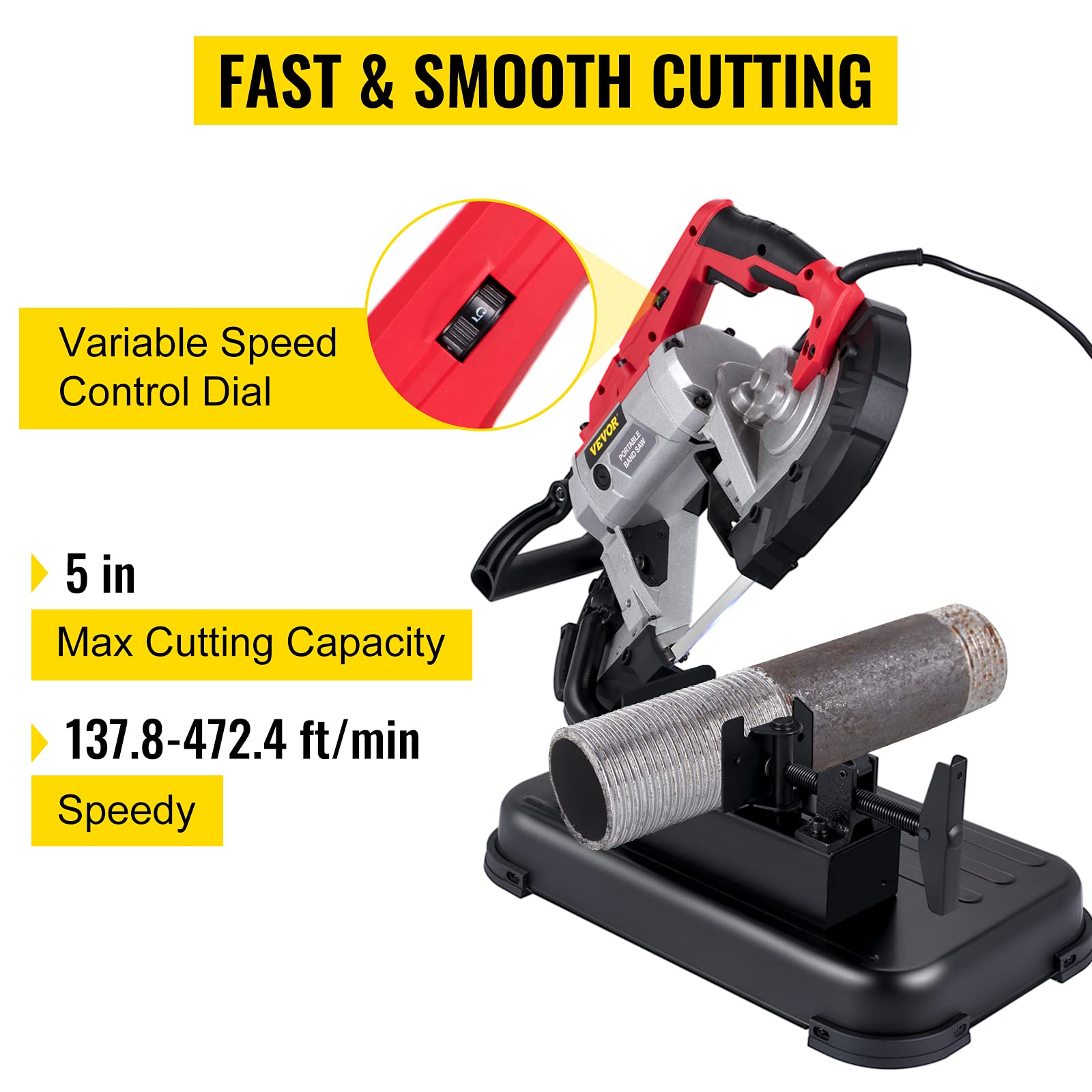 Foto 3 pulgar | Sierra De Cinta Portátil Vevor 110 V Con Motor De 10 Amperios De 5 Pulgadas De Capacidad - Venta Internacional.
