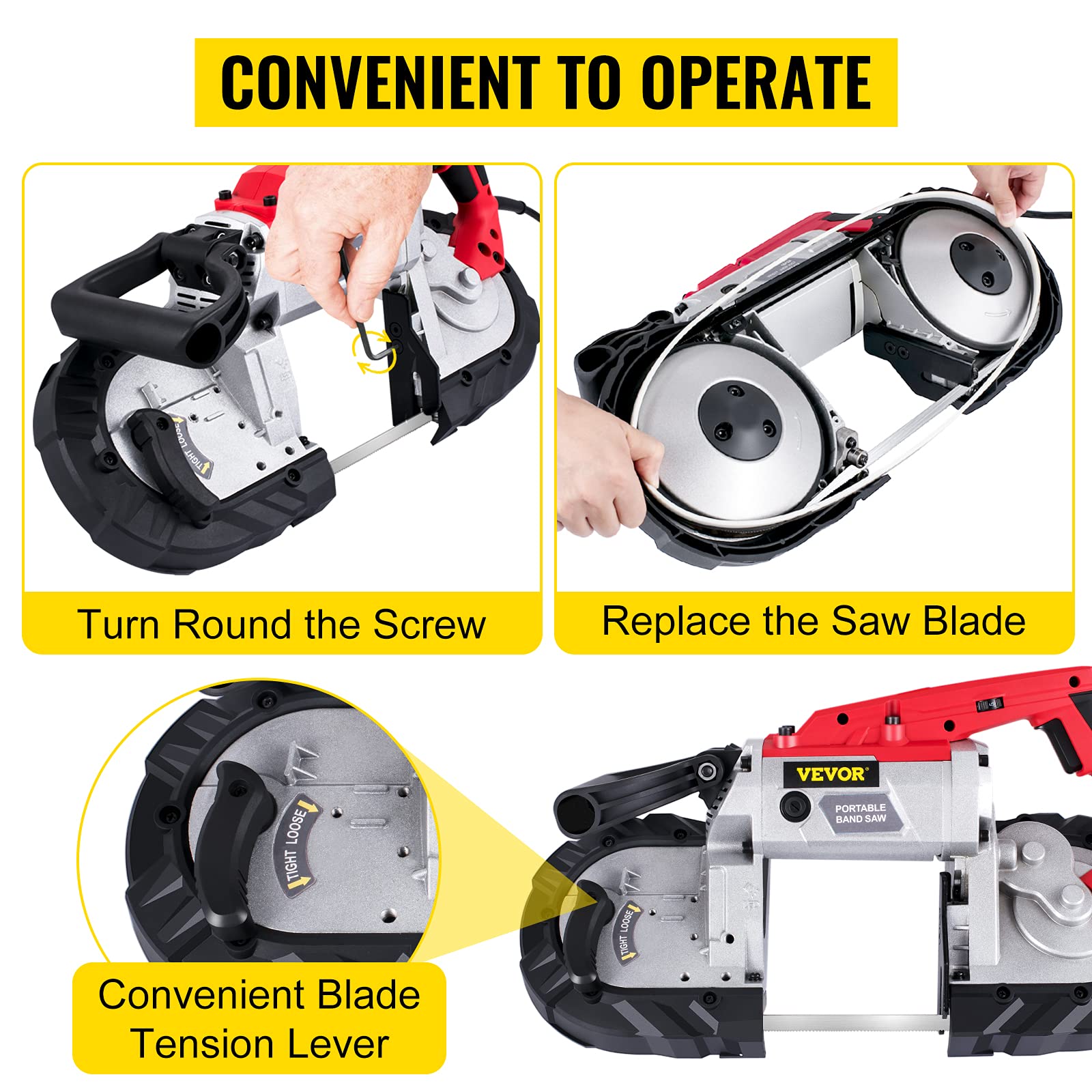 Foto 7 pulgar | Sierra De Cinta Portátil Vevor 110 V Con Motor De 10 Amperios De 5 Pulgadas De Capacidad - Venta Internacional.