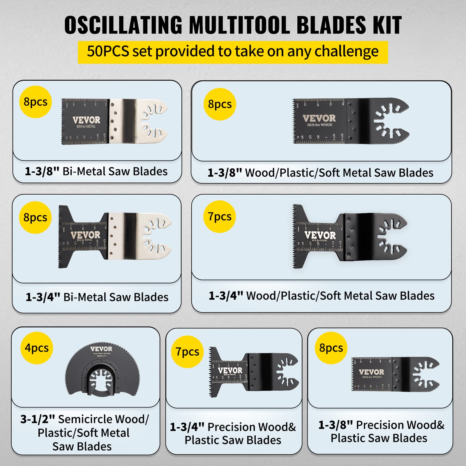 Foto 5 pulgar | Hojas De Sierra Oscilantes Vevor 50 Pcs Universales Para Multiherramienta - Venta Internacional.