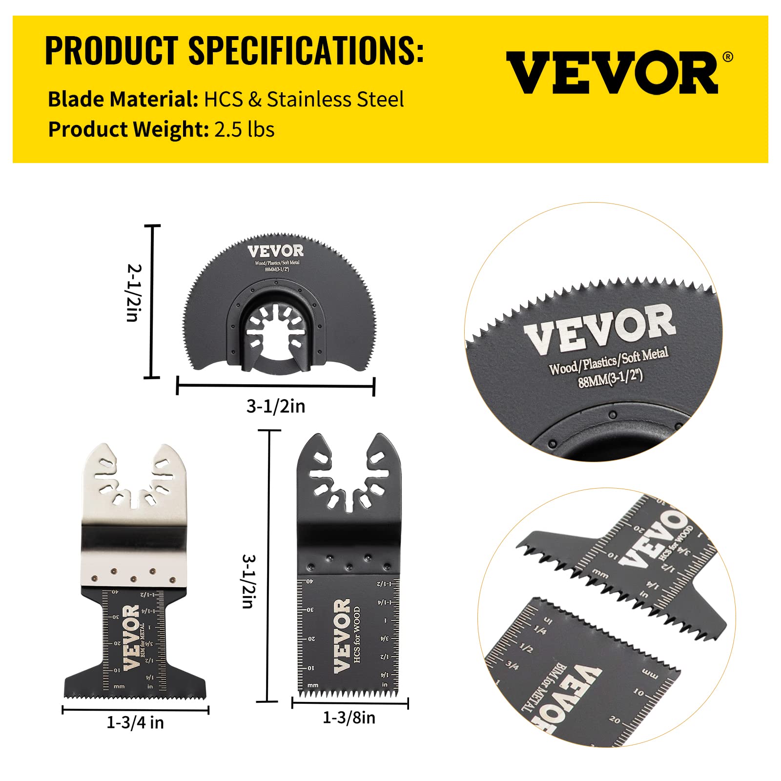 Foto 8 pulgar | Hojas De Sierra Oscilantes Vevor 50 Pcs Universales Para Multiherramienta - Venta Internacional.