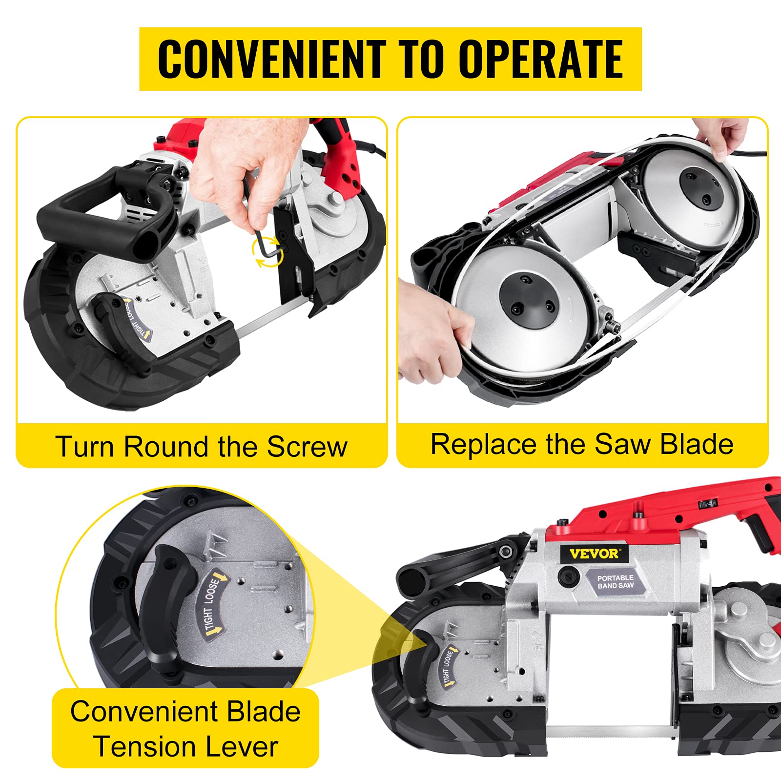 Foto 6 | Sierra De Cinta Portátil Vevor De 5 Pulgadas Con Capacidad De Corte De 1100 W - Venta Internacional.