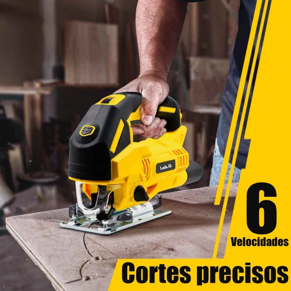 Foto 4 pulgar | Sierra Caladora 710 W 6 Vel 3000 Rpm Luz Led + Kit Seguetas Lab.g Amarillo