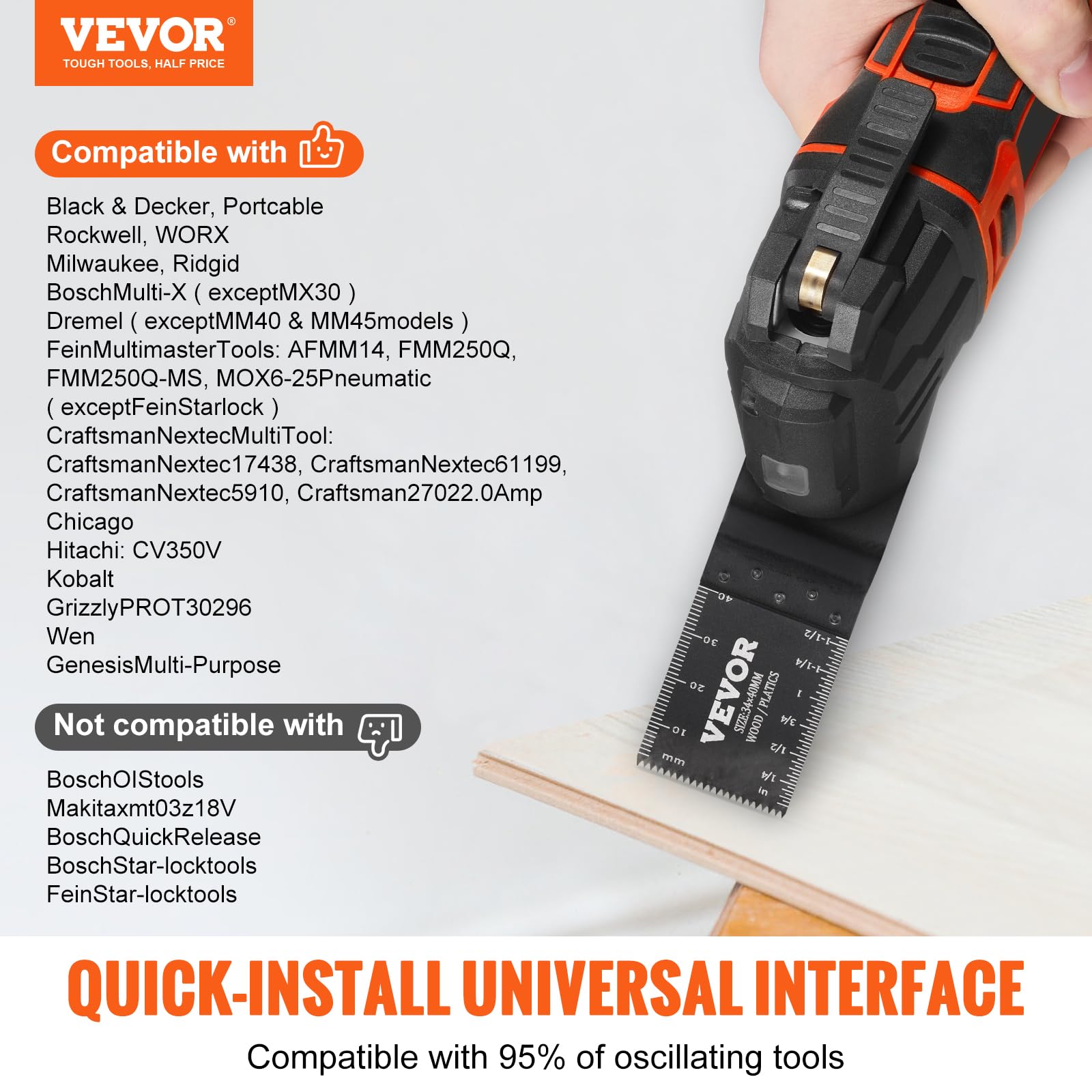 Foto 3 pulgar | Hojas De Sierra Oscilantes Vevor, 50 Unidades, Para Madera, Plástico Y Aluminio - Venta Internacional.