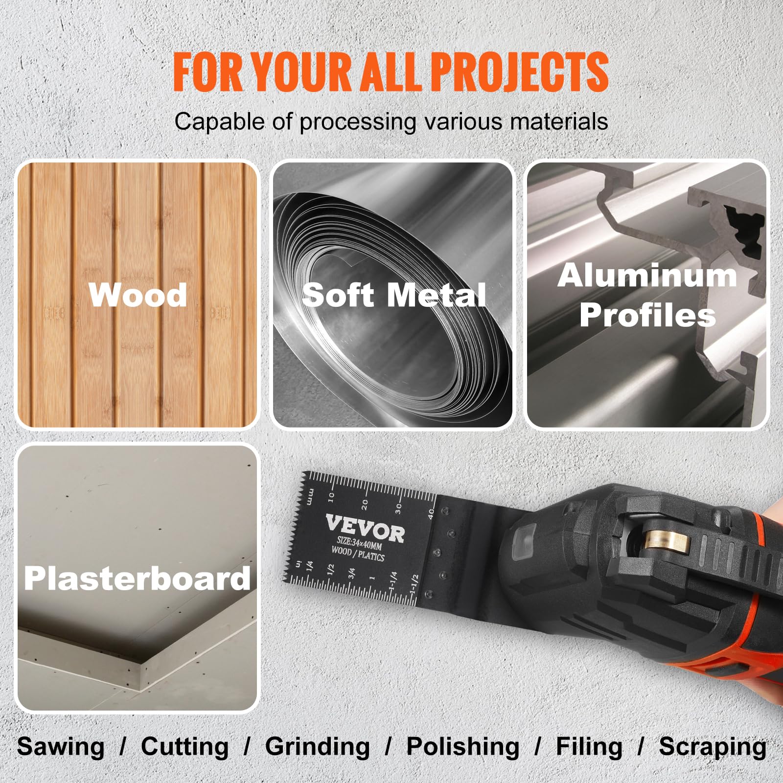 Foto 6 | Hojas De Sierra Oscilantes Vevor, 50 Unidades, Para Madera, Plástico Y Aluminio - Venta Internacional.