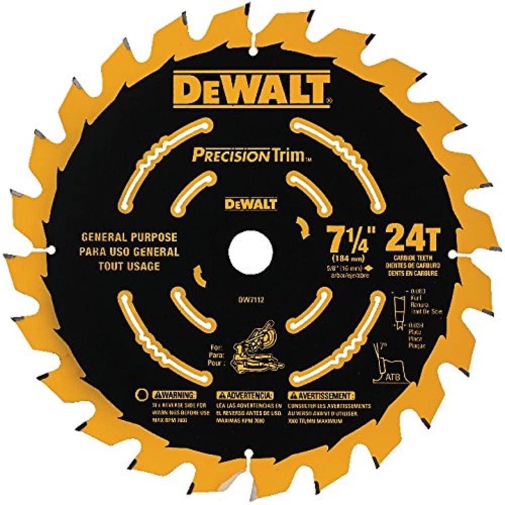 Foto 2 pulgar | Hoja De Sierra Ingletadora Dewalt Dw7112pt 24t Precision Trim 7-1/4 Pulgadas - Venta Internacional.
