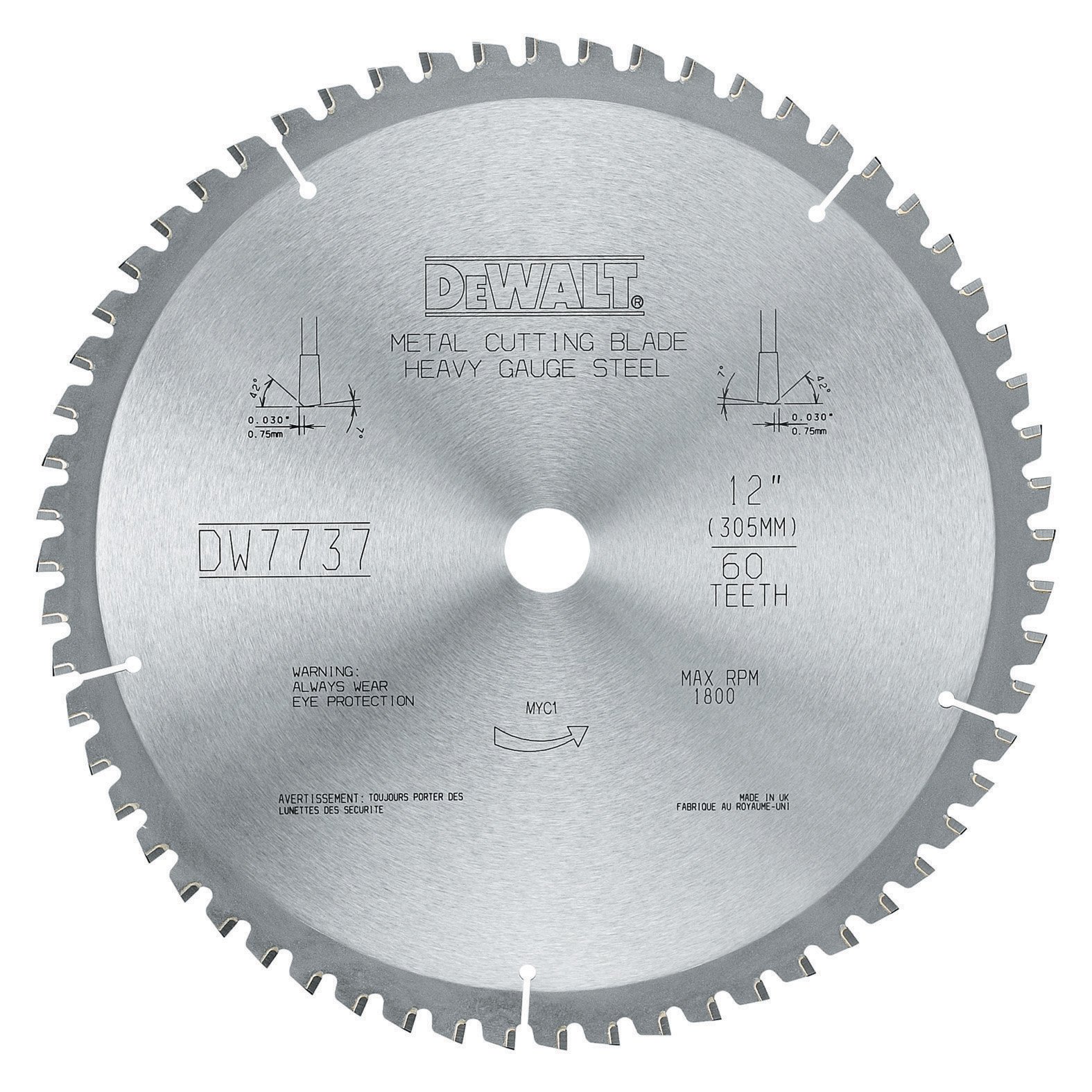 Foto 1 | Hoja De Sierra Dewalt Dwa7737, 60 Dientes Para Metales Ferrosos, 30 Cm - Venta Internacional.