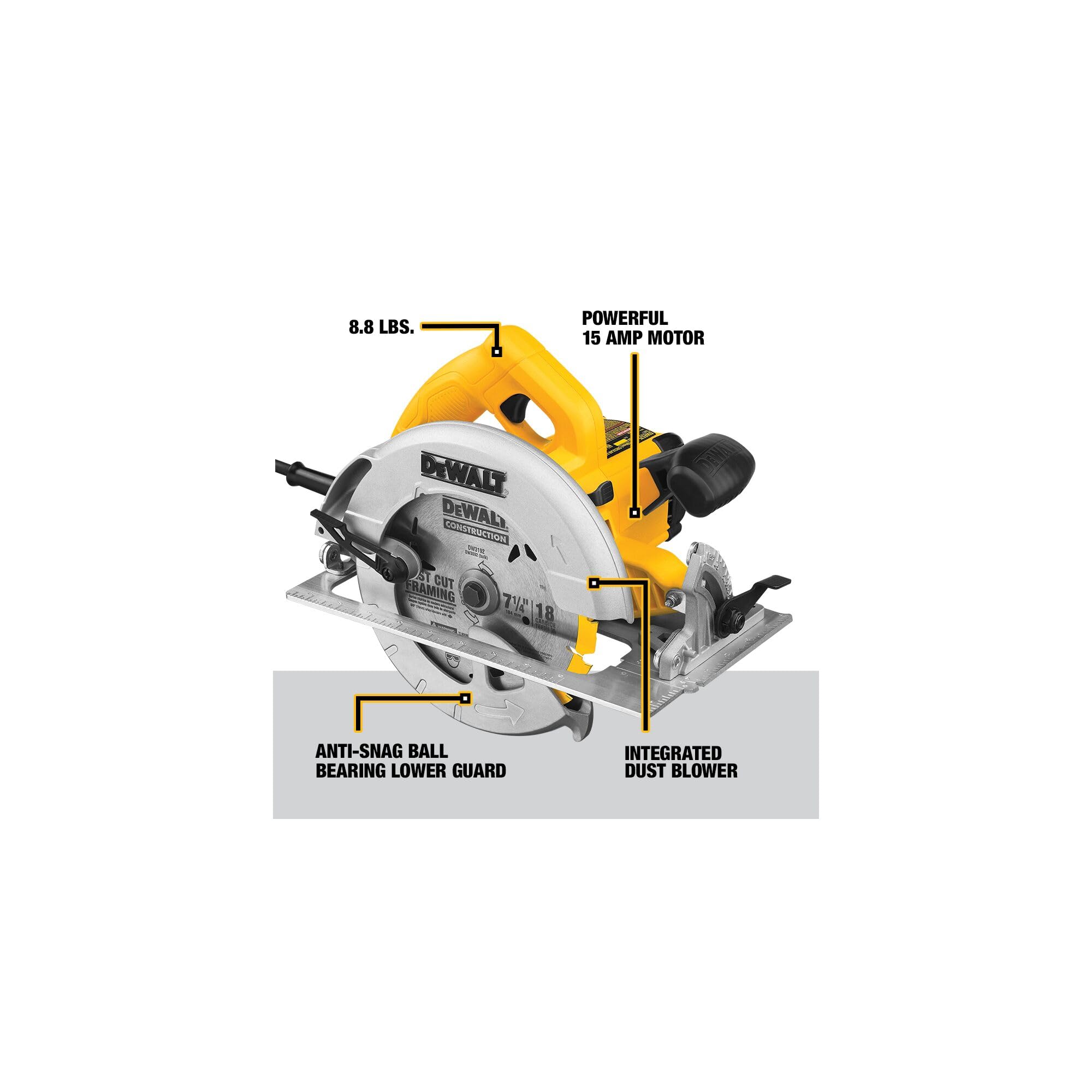 Foto 2 | Sierra Circular Dewalt Dwe575 Ligera De 4-1/4'' 15a Con Cable - Venta Internacional.