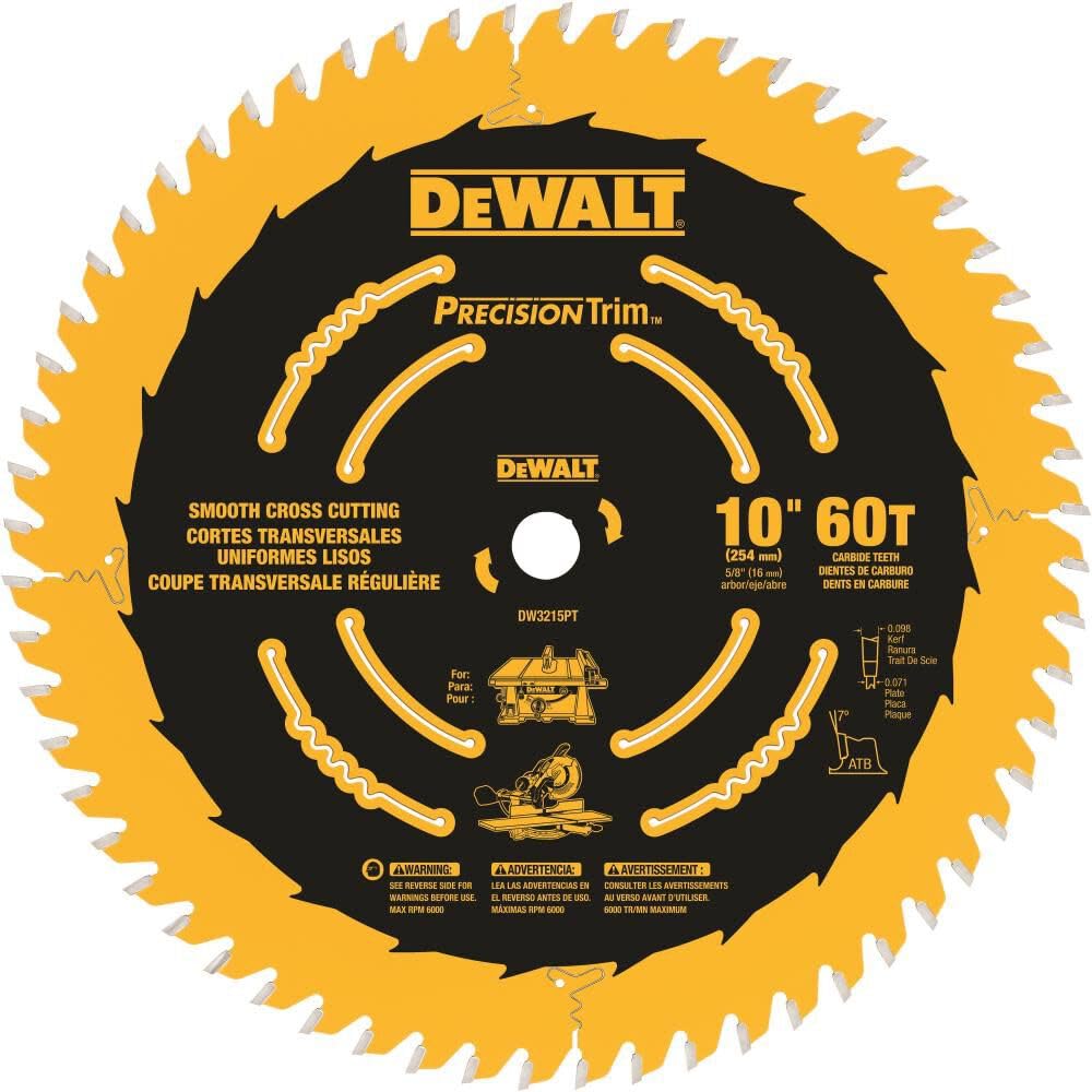 Foto 2 pulgar | Hoja De Sierra Dewalt Dw3215pt De 10 Pulgadas Y 60 Dientes Para Ingletar/mesa - Venta Internacional.