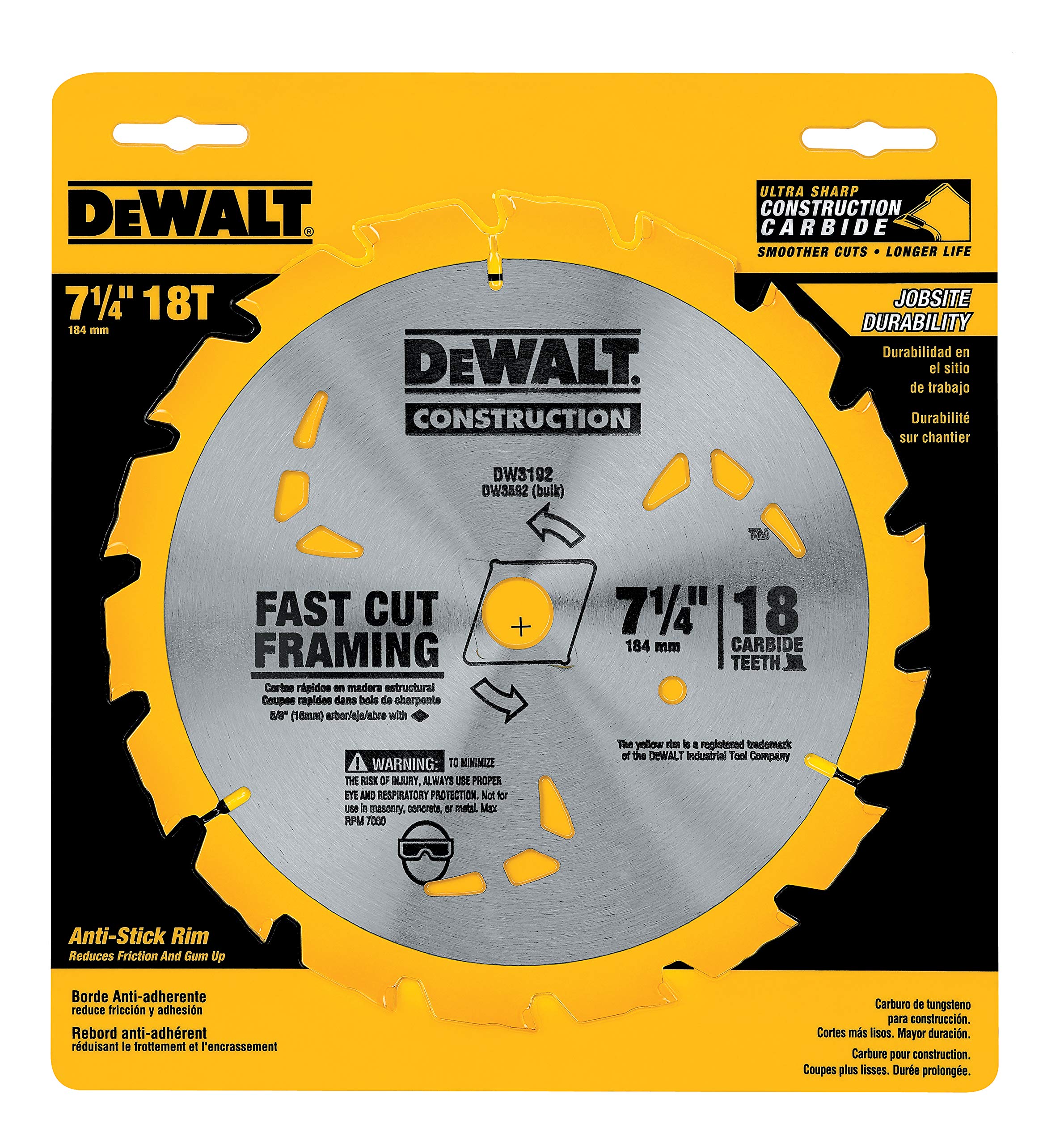 Foto 2 | Hoja De Sierra Circular Dewalt Dw3192 18 Dientes 7 1/4 Pulgadas - Venta Internacional.