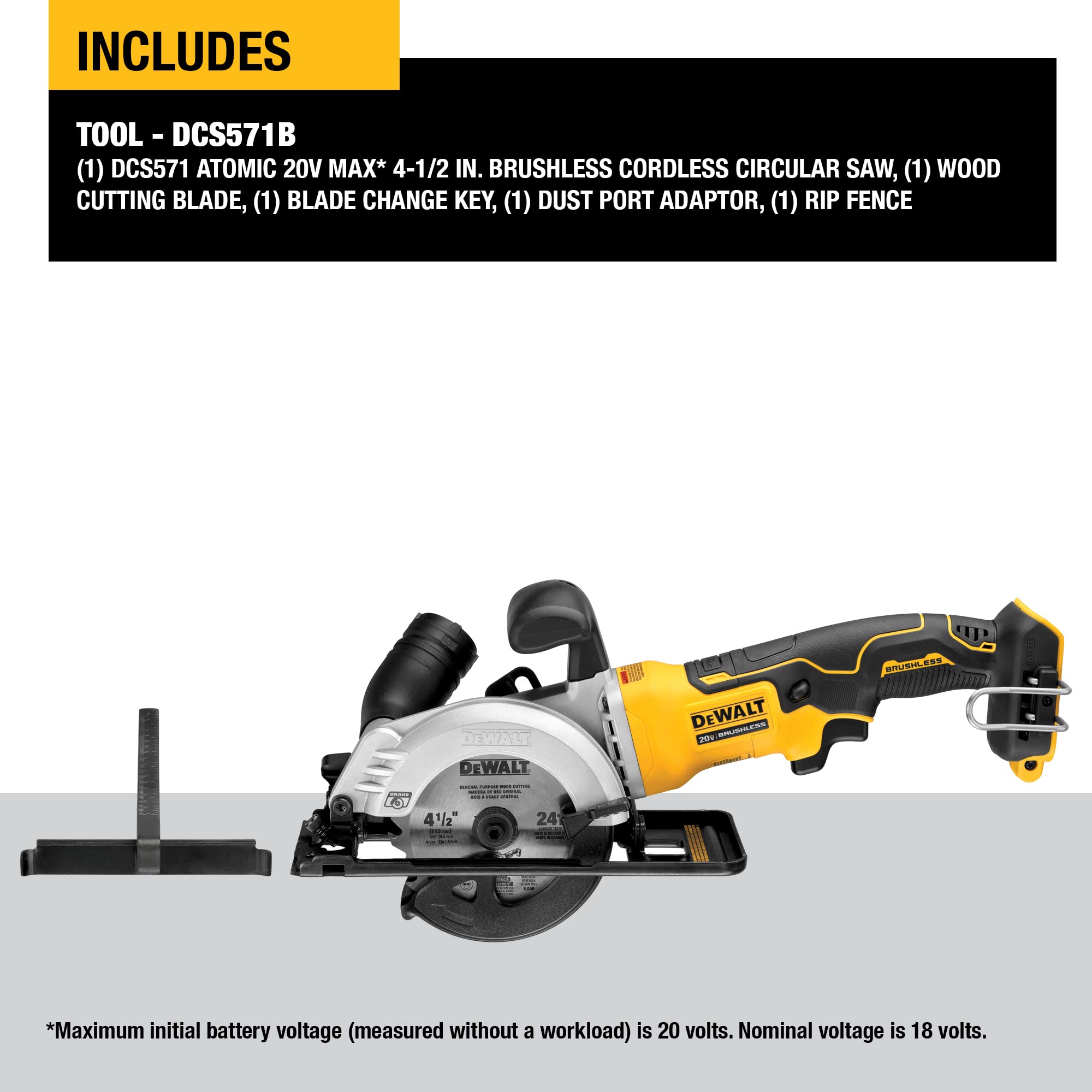 Foto 2 | Sierra Circular Dewalt Atomic 20v Max* 4-1/2 Pulgadas, Solo Herramienta Dcs571b - Venta Internacional.