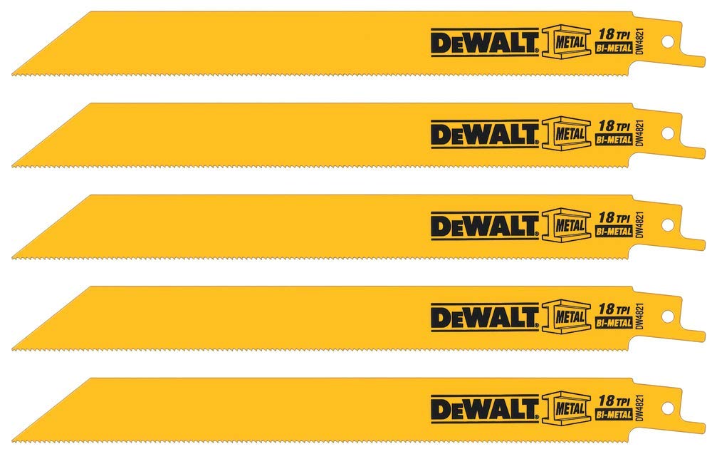 Foto 3 pulgar | Hojas De Sierra Recíproca Dewalt Bimetálicas De 8 Pulgadas Y 18 Tpi, Paquete De 5 - Venta Internacional.