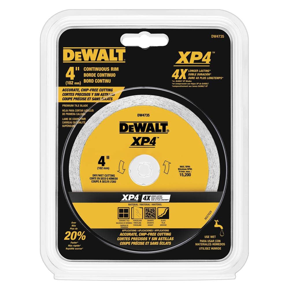 Foto 4 pulgar | Blade Dewalt Dw4735 De Porcelana Y Azulejos Xp4 Húmedos Y Secos, 4 Cm - Venta Internacional.