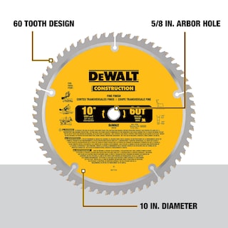 Foto 2 | Hoja De Sierra Dewalt Dw3106 De 10 Pulgadas Y 60 Dientes Para Ingletar/mesa - Venta Internacional.