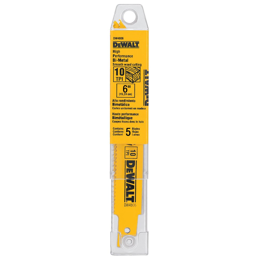 Foto 4 pulgar | Hojas De Sierra Recíproca Dewalt Dw4806 10 Tpi, 6 Cm, Paquete De 5 - Venta Internacional.