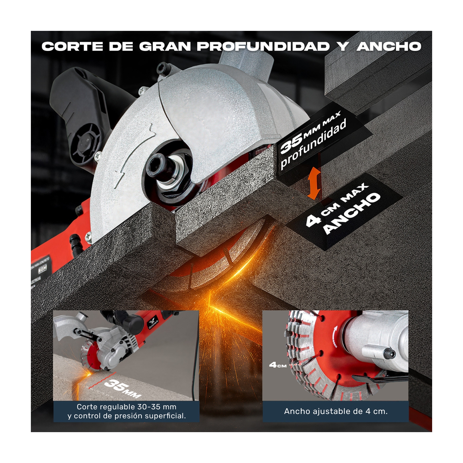 Foto 5 pulgar | Ranuradora Sierra Electrica Pared Concreto Corte 2200w Gutstark Home
