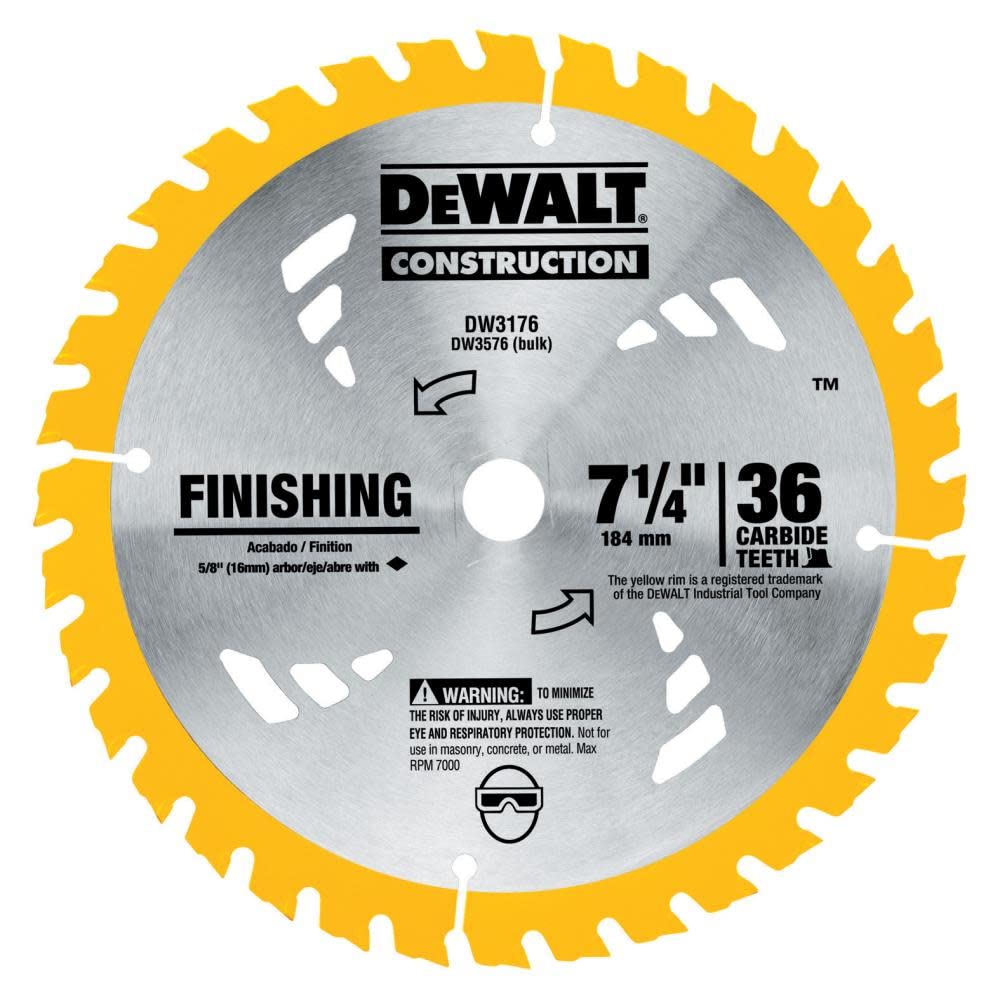 Foto 1 | Hoja De Sierra Circular Dewalt Dw3176 7 1/4 Pulgadas 36 Dientes - Venta Internacional.