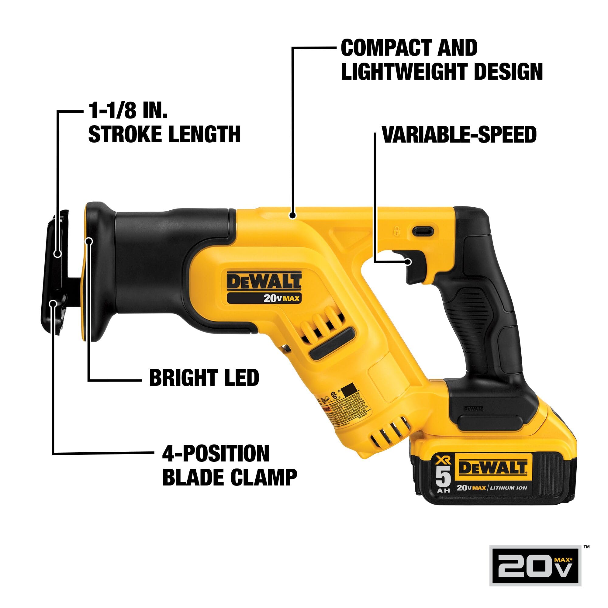Foto 3 pulgar | Batería Inalámbrica Dcs387p1 De 5 Ah Para Sierra Recíproca Dewalt, 20 V Max* - Venta Internacional.
