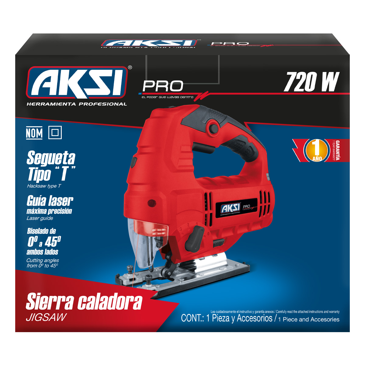 Foto 4 pulgar | Sierra Caladora Aksi 720w Con Laser Profesional