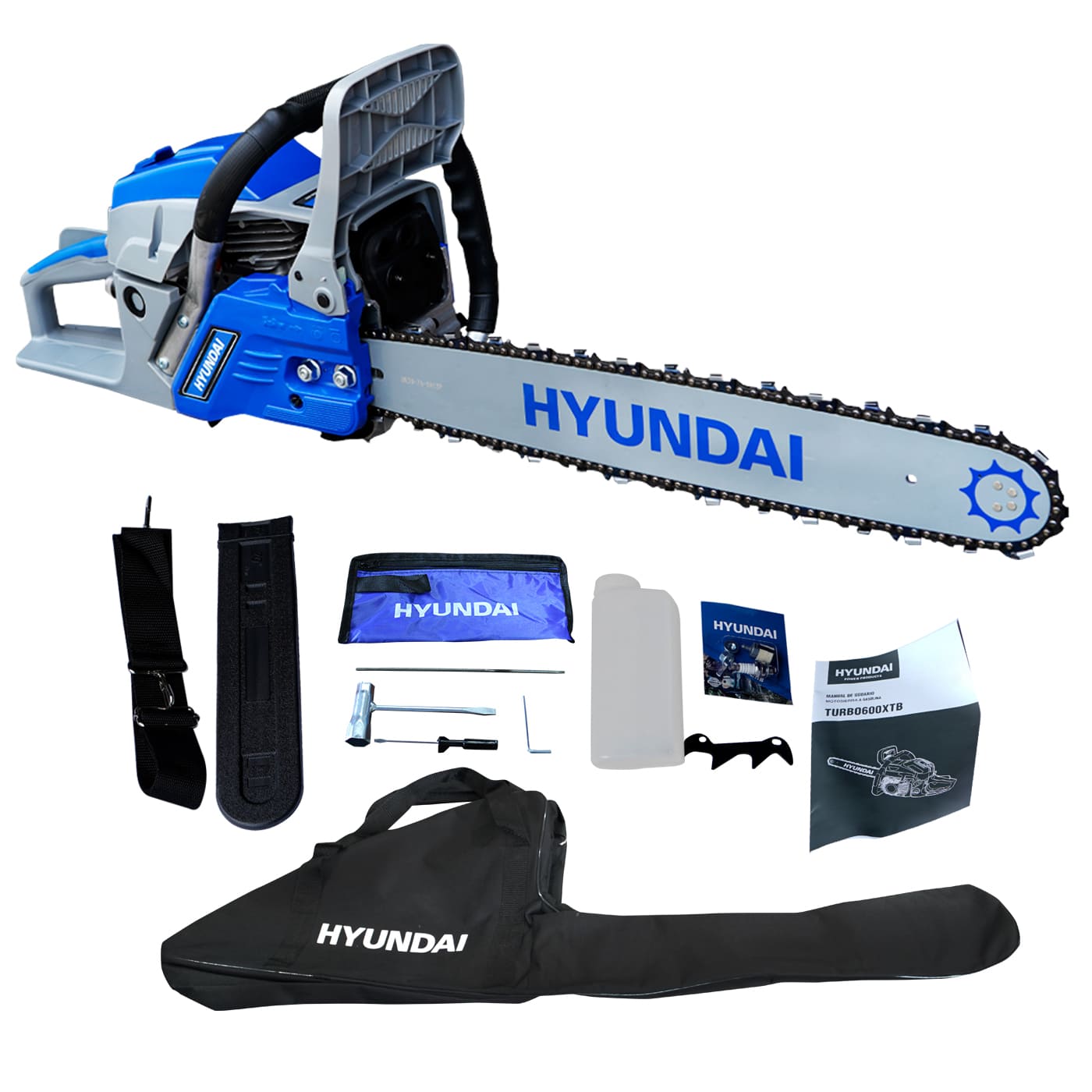 Motosierra Hyundai 20 Pulgadas 2.7 Hp Paso 0.325''con Bolsa de Transporte Turbo600xtb