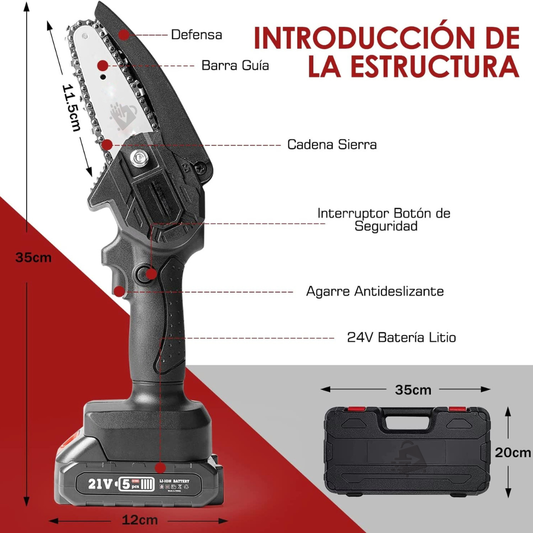 Foto 2 | Motosierra Eléctrica Portátil Recargable Inalámbrica