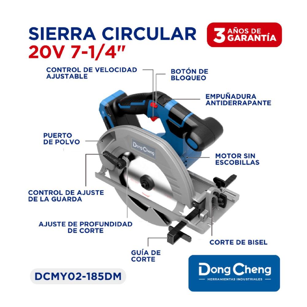 Foto 6 pulgar | Sierra Circular Ind. 20v 7-1/4´ Dongcheng + 2 Bat 4.0, 6.0ah