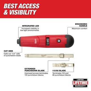Foto 2 | Herramienta Punchdown Milwaukee 48-22-2165 Con Luz Led Y Cuchilla - Venta Internacional.