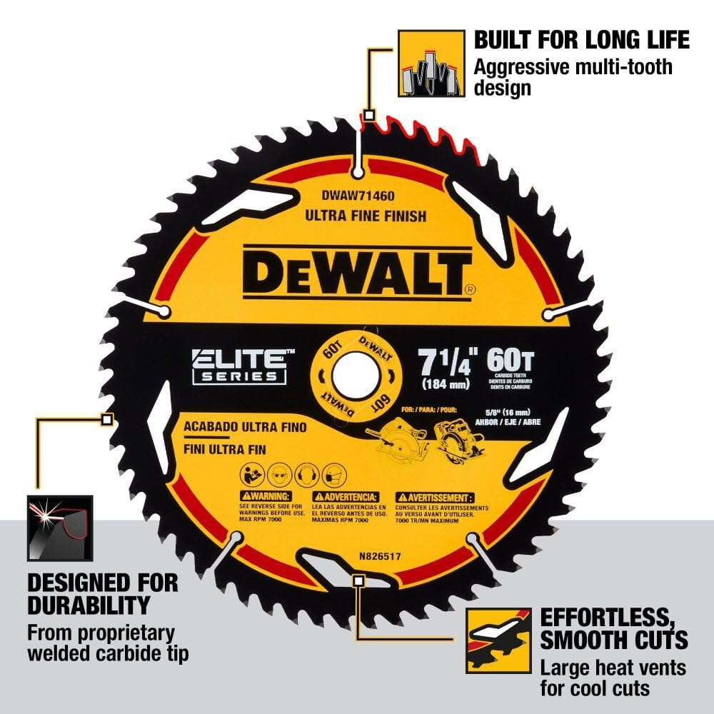 Foto 4 pulgar | Hoja De Sierra Circular Dewalt 7 1/4in 60t Elite Series - Venta Internacional.