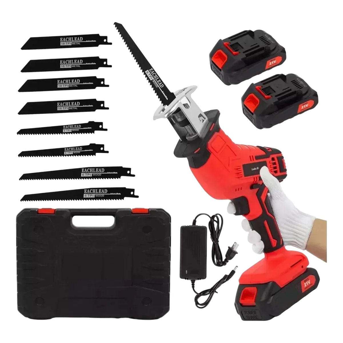 Sierra Eléctrica  Lab.g Recíproca Sable Inalambrica Segura Rojo Negro $1,339