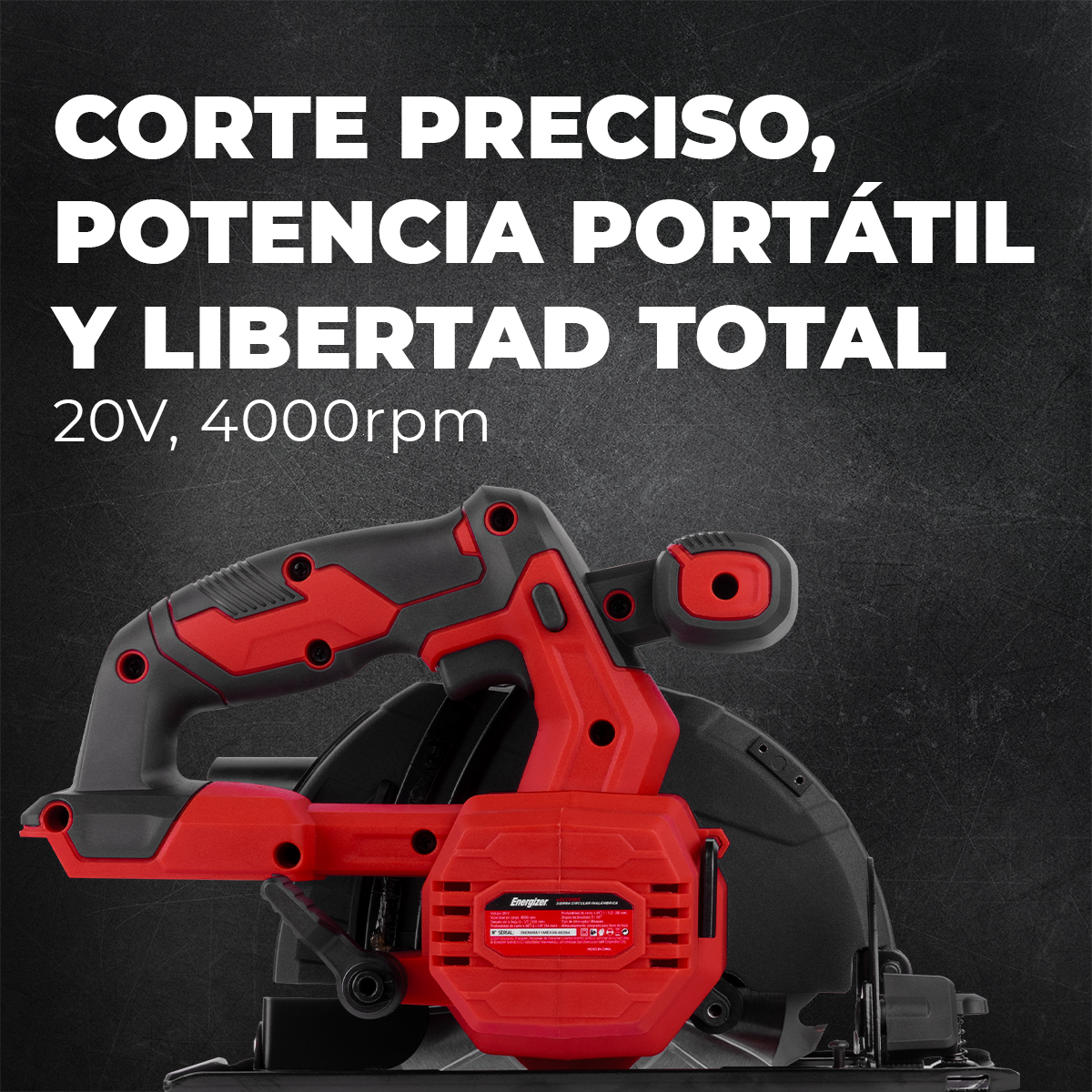 Foto 6 pulgar | Sierra Circular Inalámbrica Brushless 6-1/2” 20v Energizer Con Batería 4ah Y Cargador