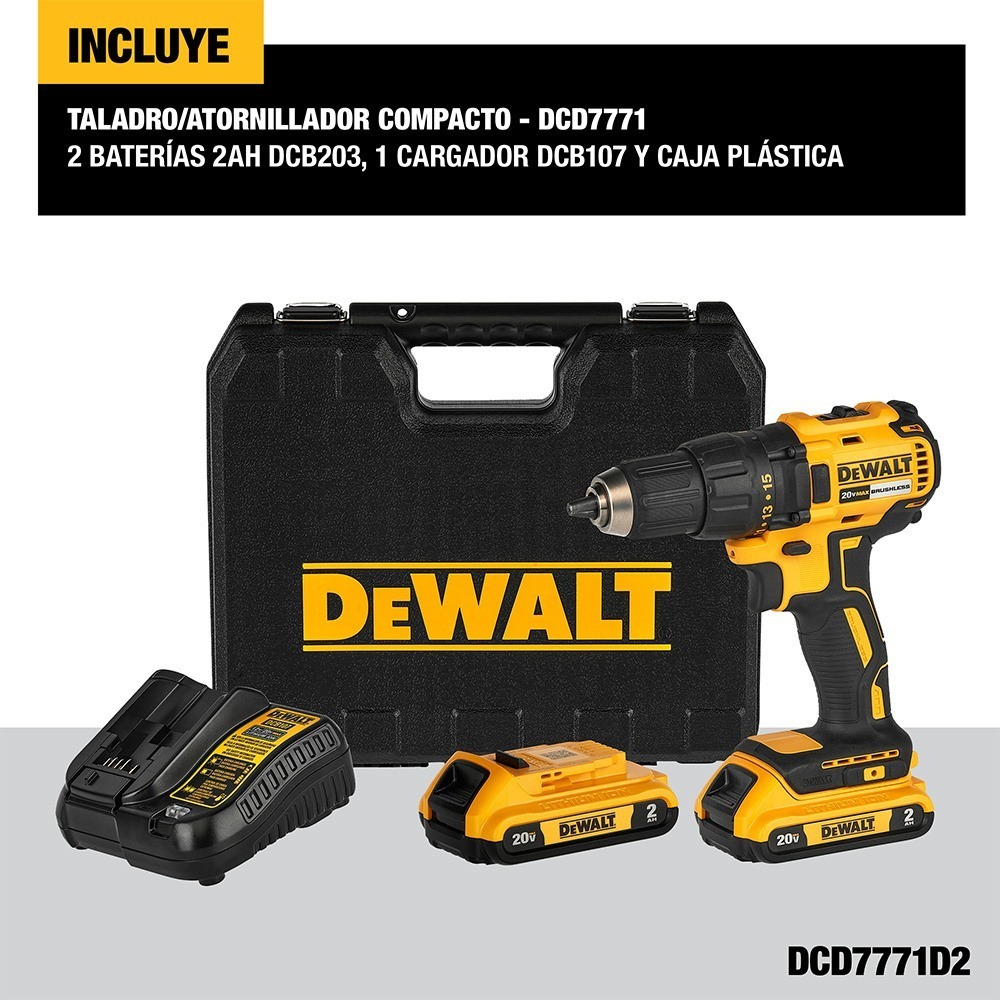 Foto 2 | Taladro Atornillador Inalambrico 20v Max Dewalt Dcd7771d2