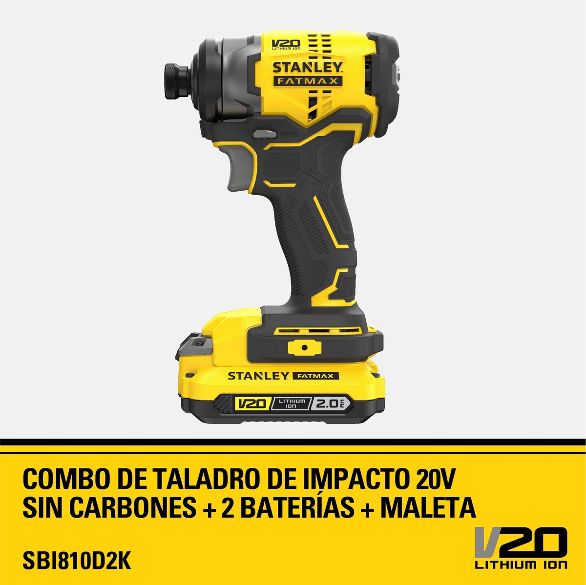 Foto 4 pulgar | Atornillador De Impacto V20 Brushless Stanley Sbi810d2k