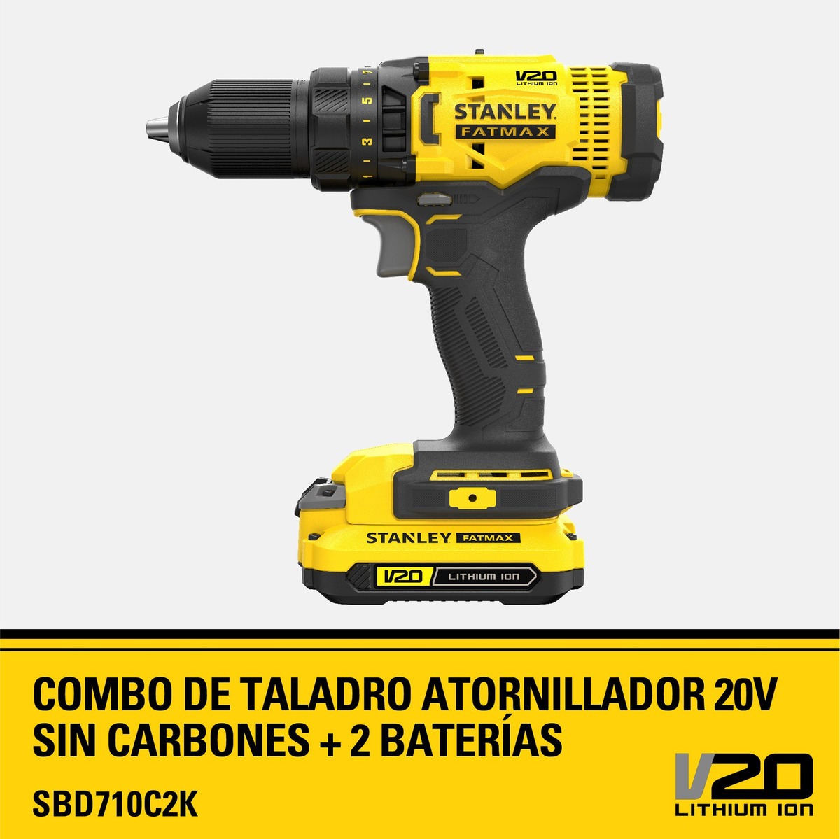 Foto 4 pulgar | Taladro Atornillador V20 Brushless Stanley Sbd710c2k