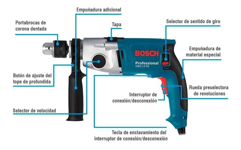 Foto 3 pulgar | Taladro Rotomartillo Bosch Gbm 13 Re Professional 750 w