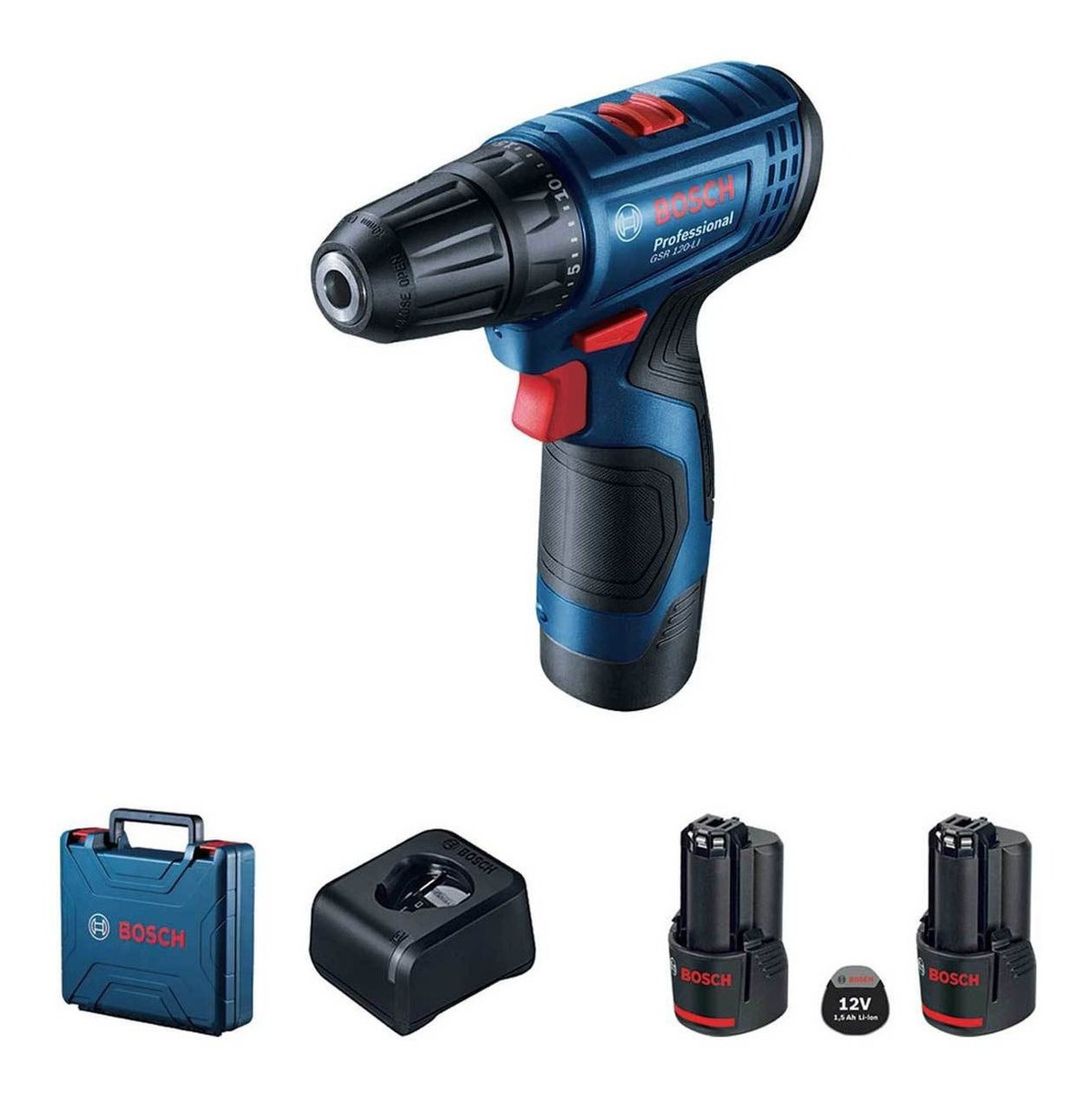 Taladro Atornillador 3/8'' Gsr 120-li 2 Baterías Bosch 88106 color Azul