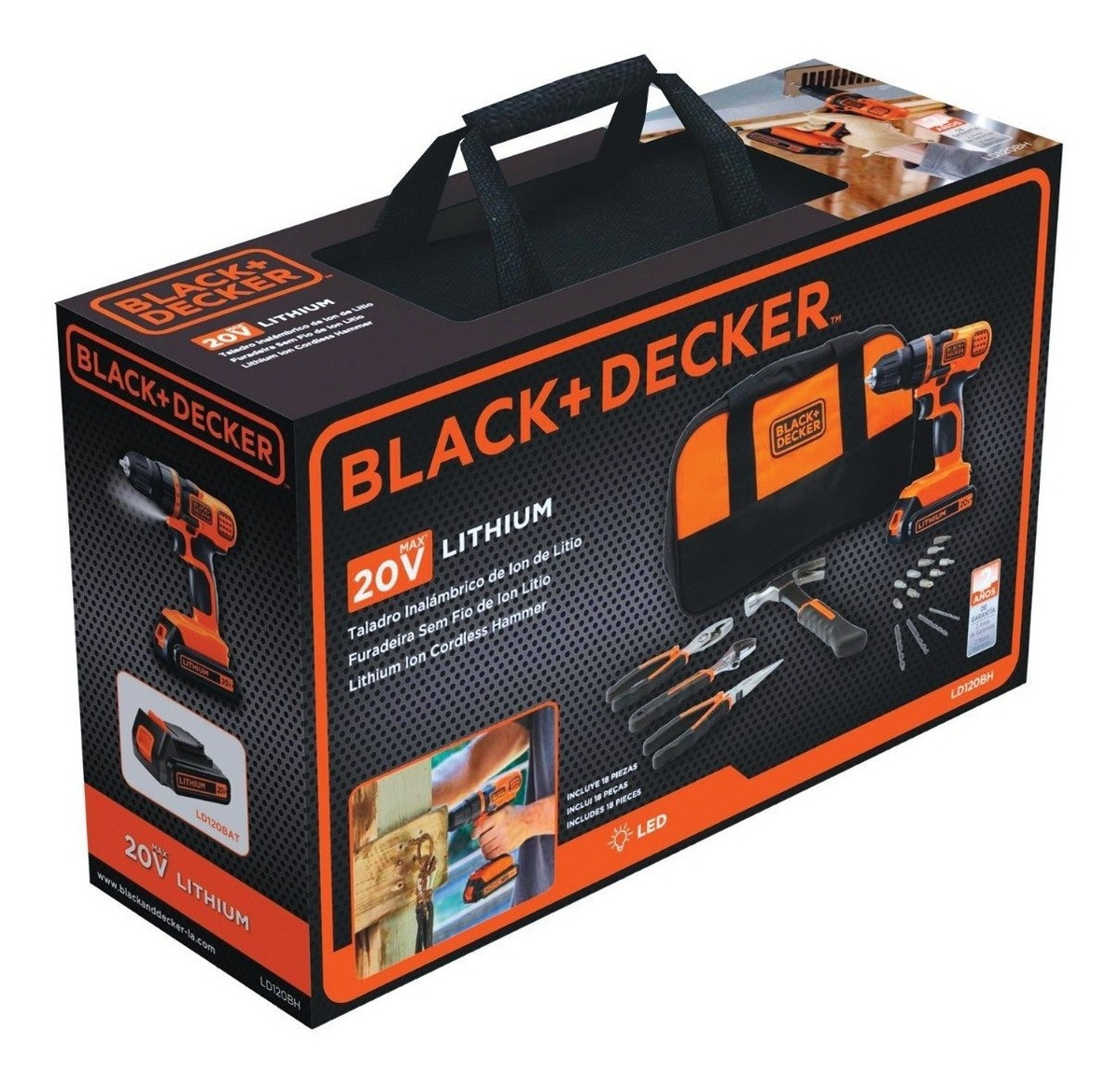 Foto 4 pulgar | Taladro Atornillador 20v 18 Accesori Ld120bh-b3 Black & Decker color Anaranjado