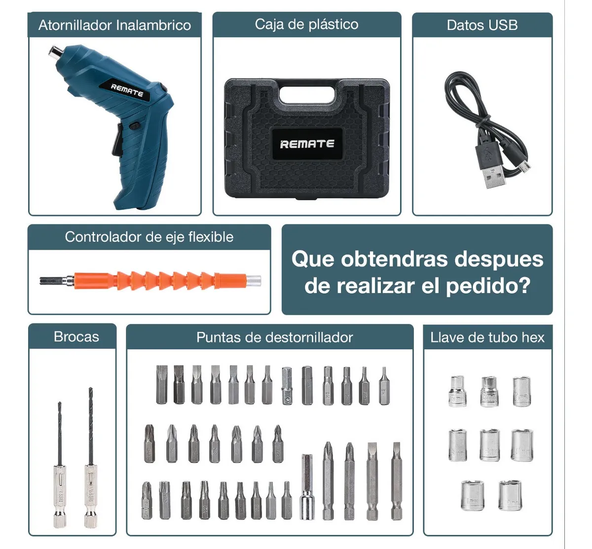 Foto 4 pulgar | Kit de Desarmador Eléctrico Remate Multicolor Inalámbrico de 3.6v con 46 Piezas