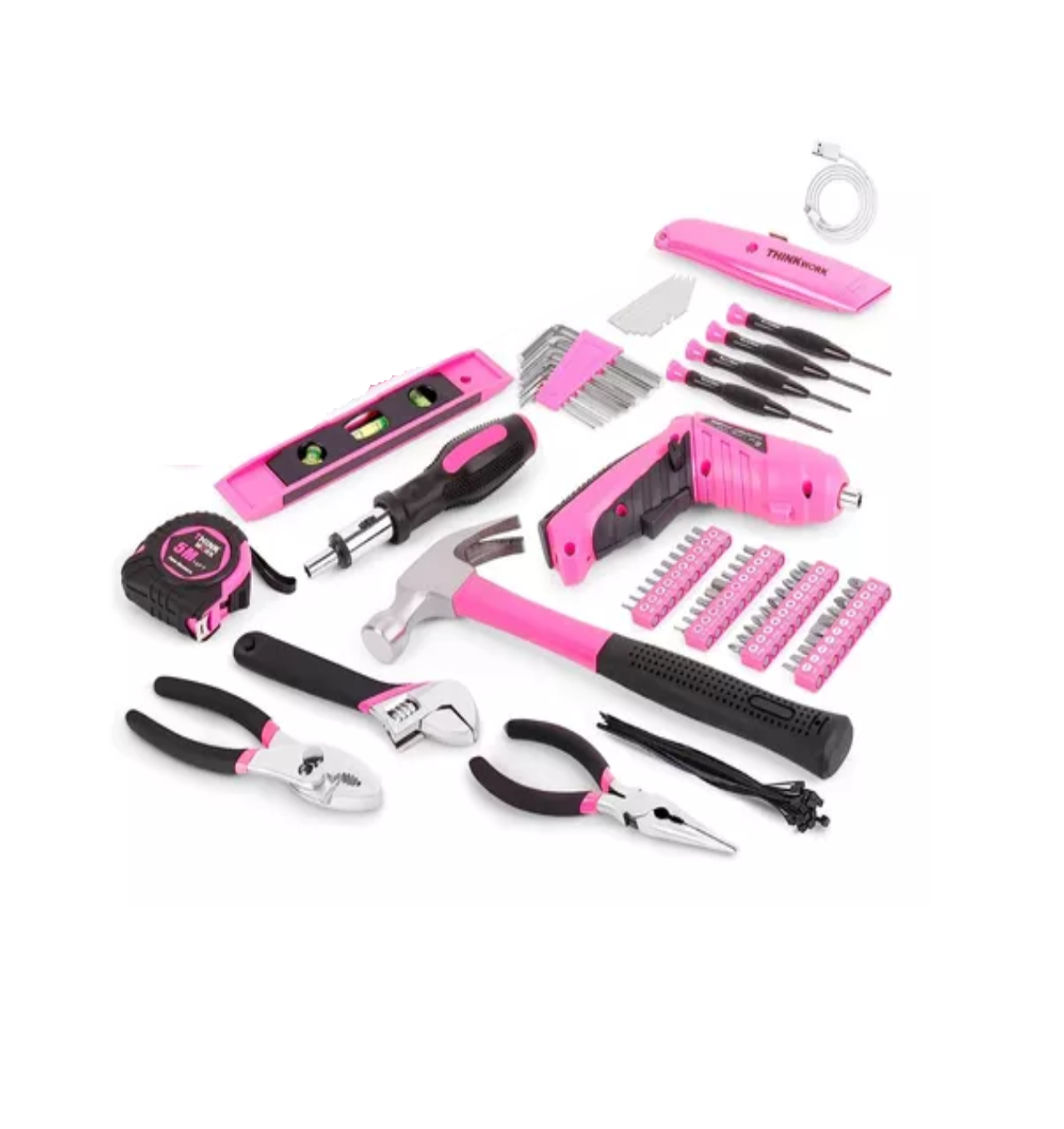 Kit de Herramientas con Destornillador Eléctrico 122 pzas Rosa