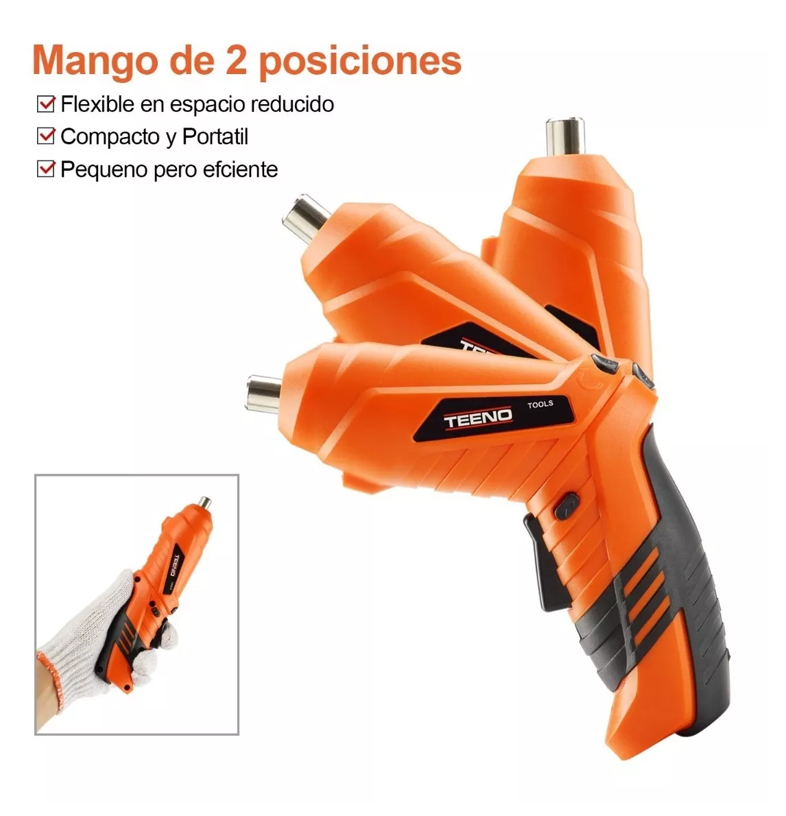 Foto 3 pulgar | Atornillador Inalámbrico Teeno Naranja de 3.6v Kit 46 Piezas